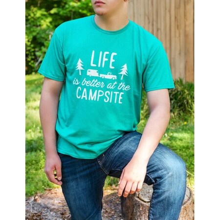 Camco LIFE IS BETTER AT THE CAMPSITE SHIRT, TEAL, LARGE 53219